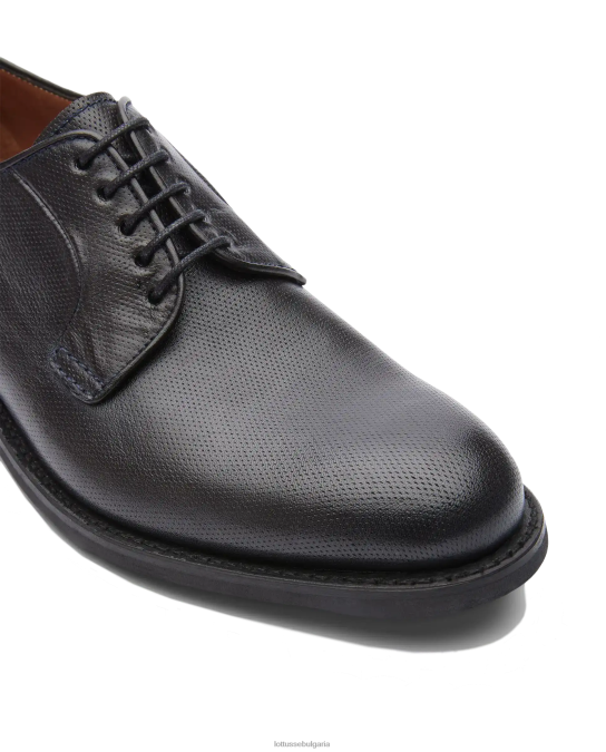 морско синьо Lottusse мъже walton canguro embossy кожено дерби F64VD69